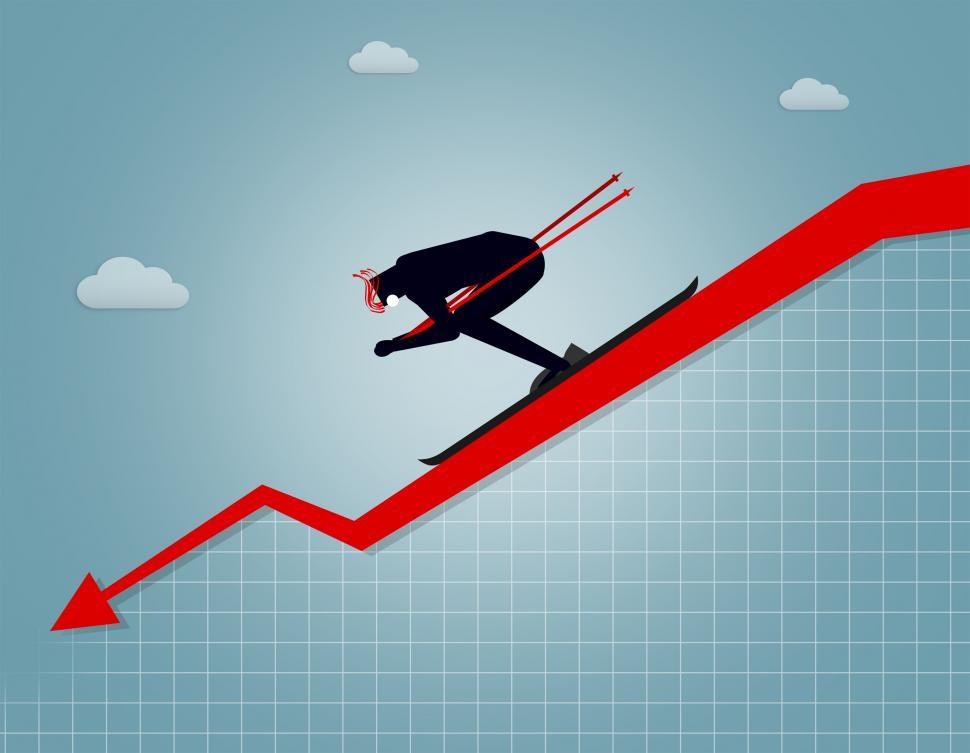 Download Free Stock Photo of Businessman going downhill - Market crash and correction concept 