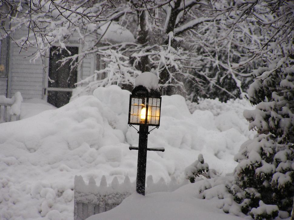 Free Image of Lamp in the snow 