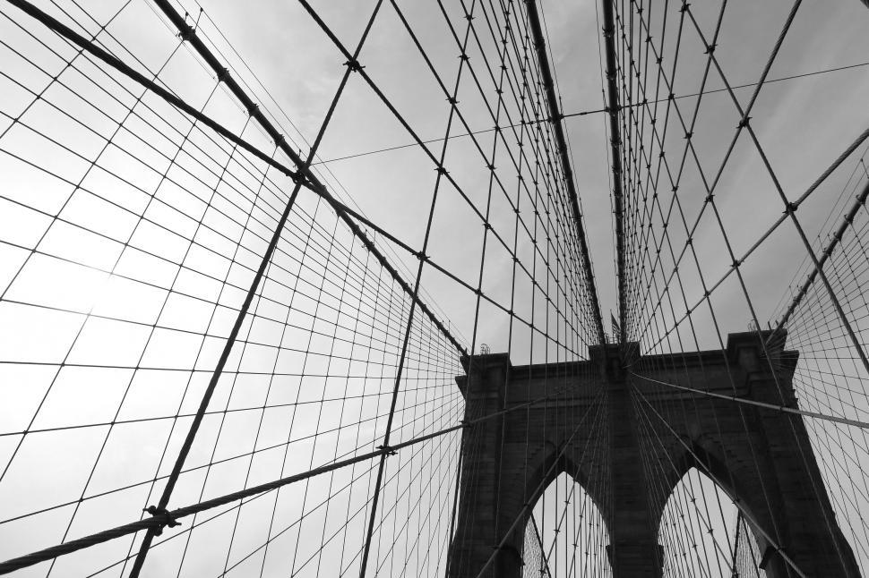 Free Image of Brooklyn Bridge in Black and White 