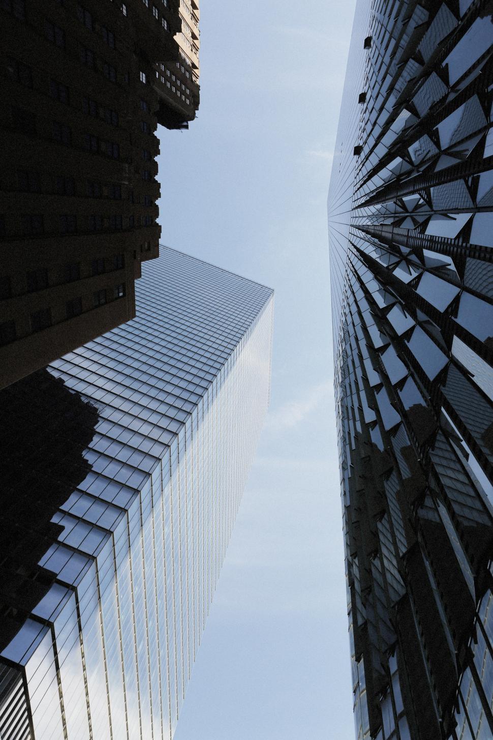 Free Image of Looking Up at Two Skyscrapers 