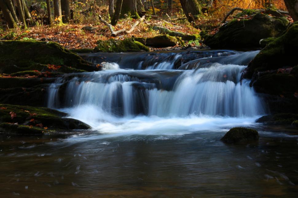 Free Image of Van Campens Glen Waterfall and stream 