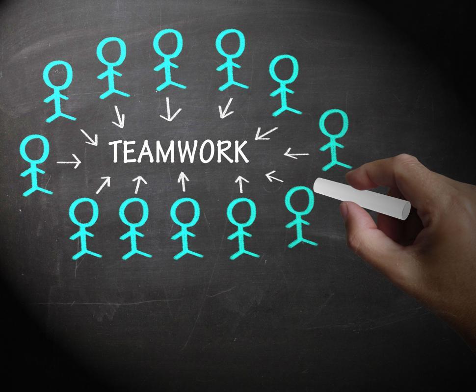Free Image of Teamwork Stick Figures Shows Working As A Team 