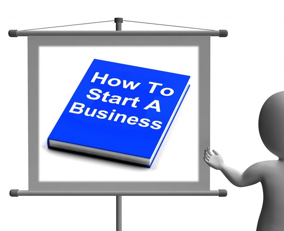 Free Image of How To Start A Business Book Sign Shows Begin Company Partnershi 