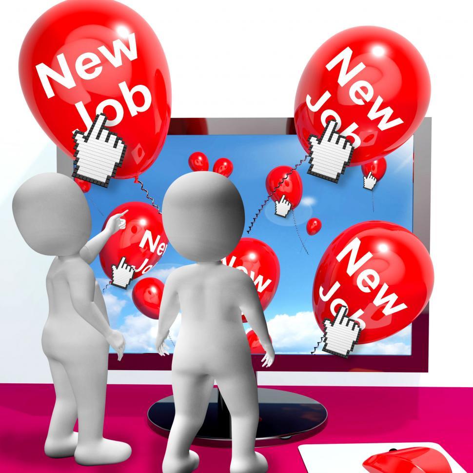 Free Image of New Job Balloons Show Internet Congratulations for New Jobs 