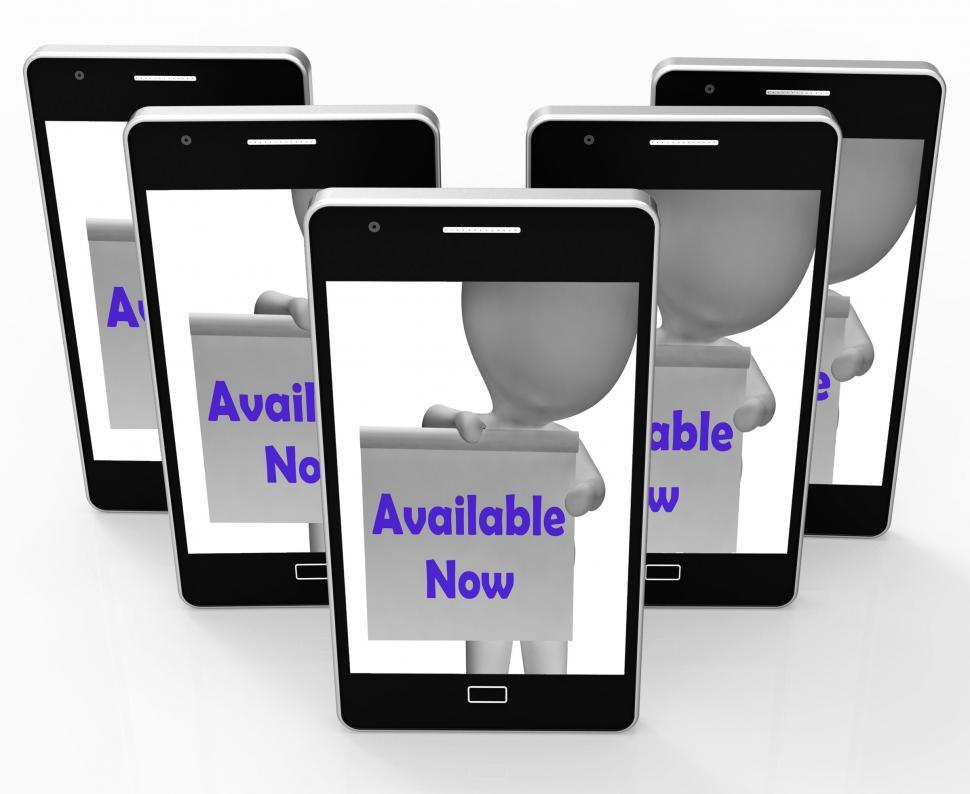 Free Image of Available Now Sign Phone Shows Open Or In Stock 