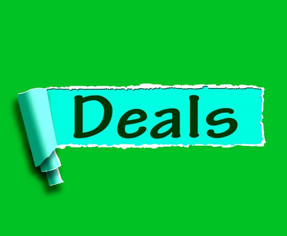 Download Free Stock Photo of Deals Word Shows Online Offers Bargains And Promotions 