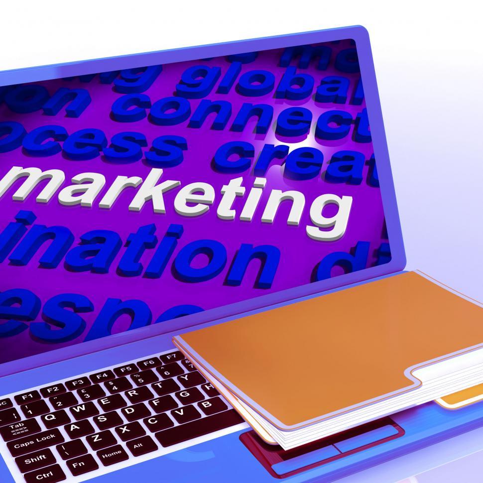 Free Image of Marketing In Word Cloud Laptop Means Market Advertise Sales 