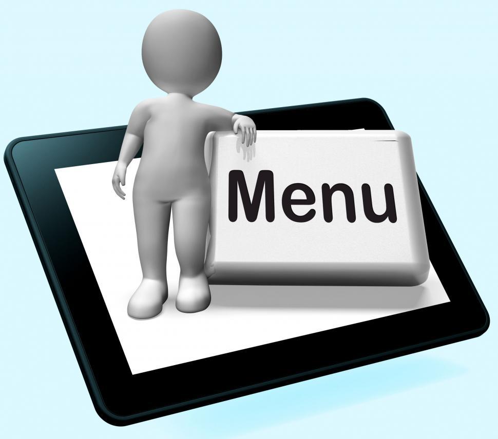 Free Image of Menu Button With Character  Shows Ordering Food Menus Online 