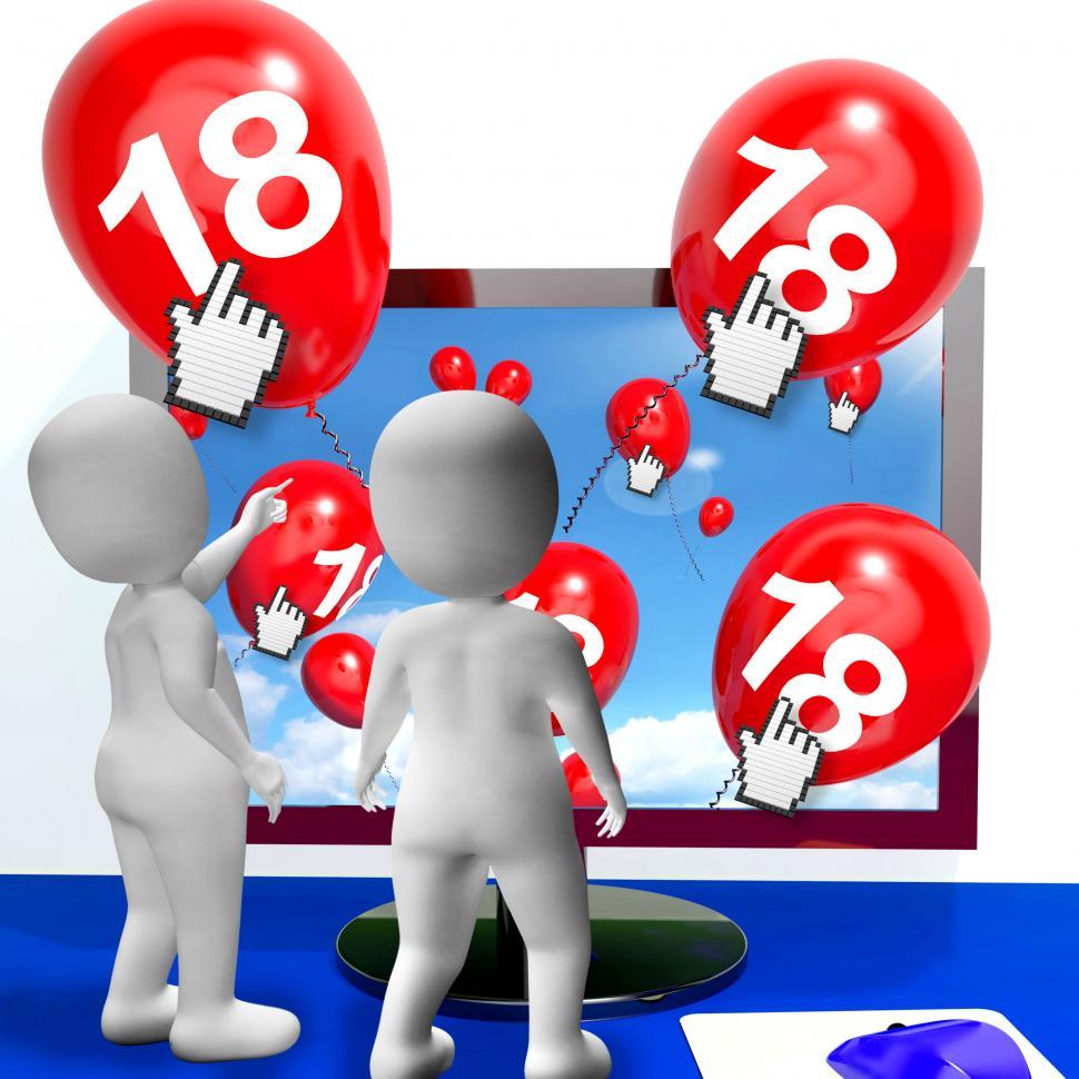 Free Image of Number 18 Balloons from Monitor Show Internet Invitation or Cele 