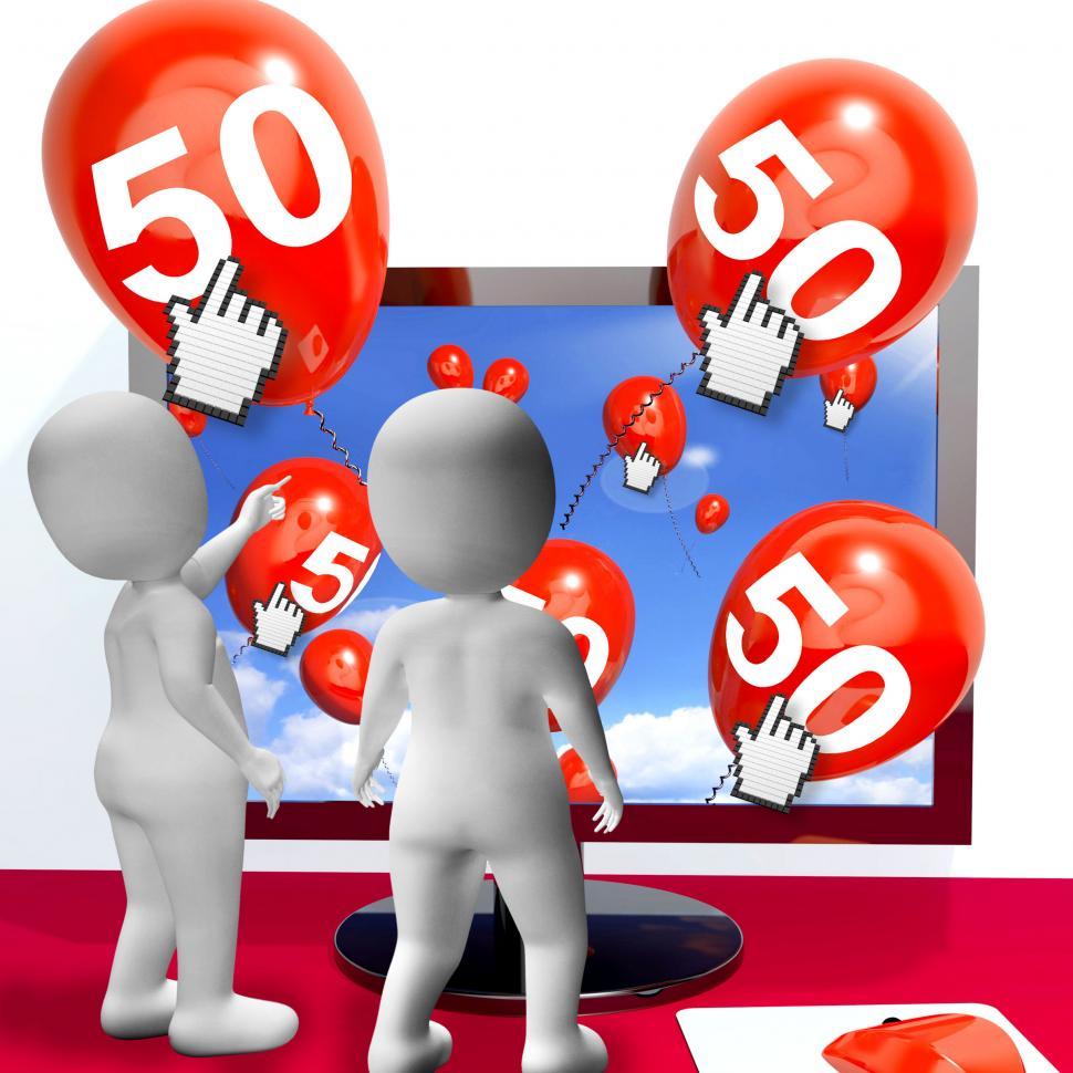 Free Image of Number 50 Balloons from Monitor Show Internet Invitation or Cele 