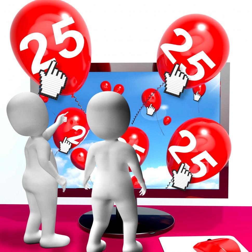 Free Image of Number 25 Balloons from Monitor Show Internet Invitation or Cele 