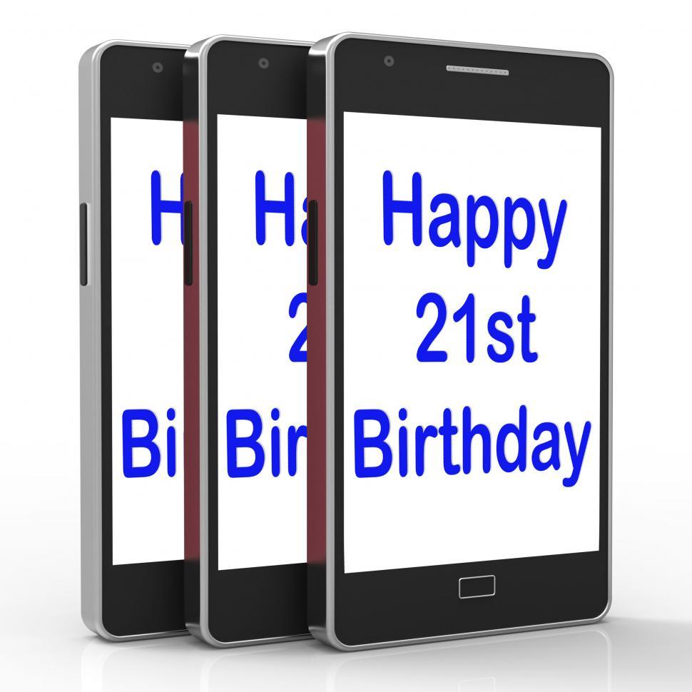 Free Image of Happy 21st Birthday Smartphone Shows Congratulating On Twenty On 