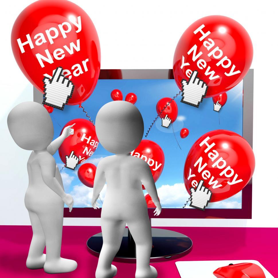 Free Image of Happy New Year Balloons Show Online Celebration Or Invitations 