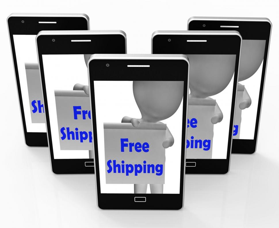Free Image of Free Shipping Sign Phone Means Product Shipped At No Cost 