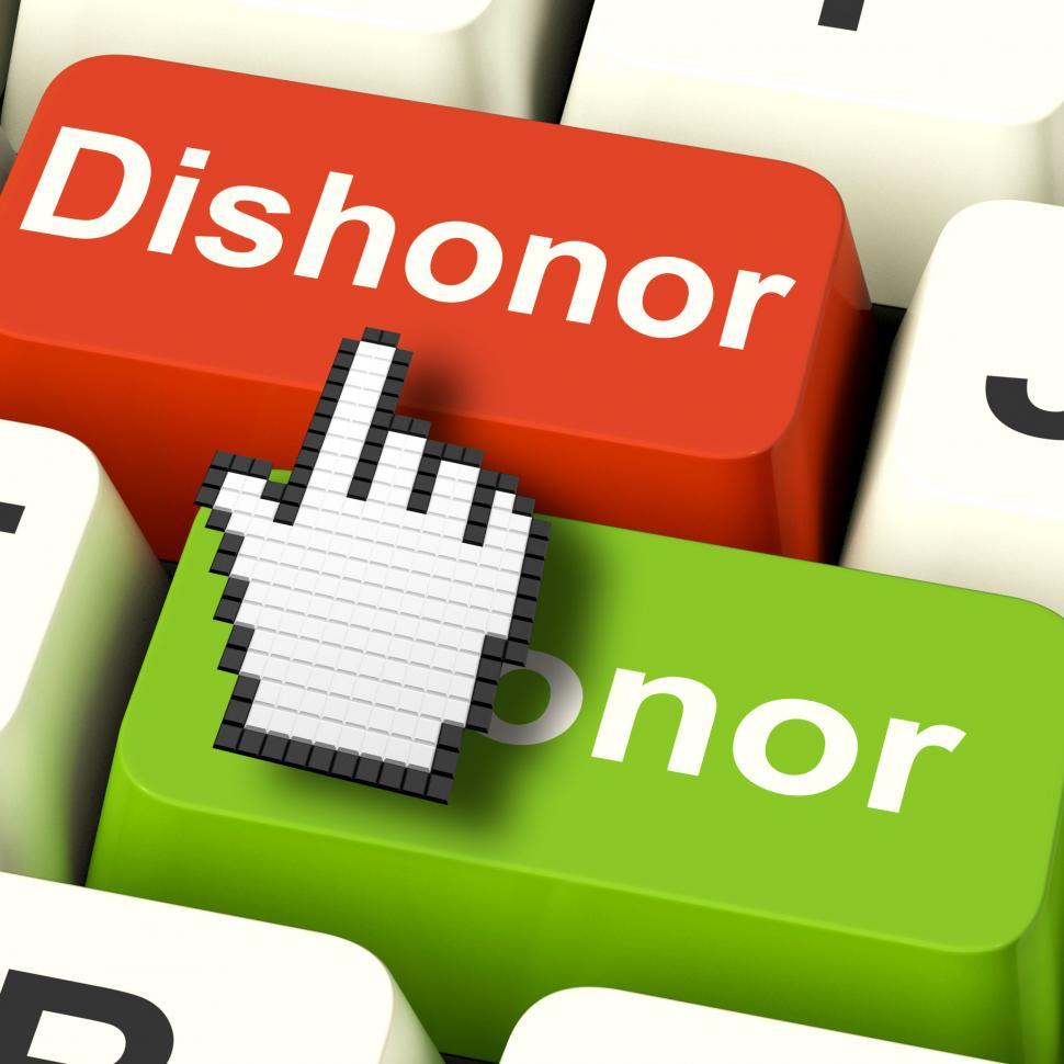 Download Free Stock Photo of Dishonor Honor Computer Shows Integrity And Morals 