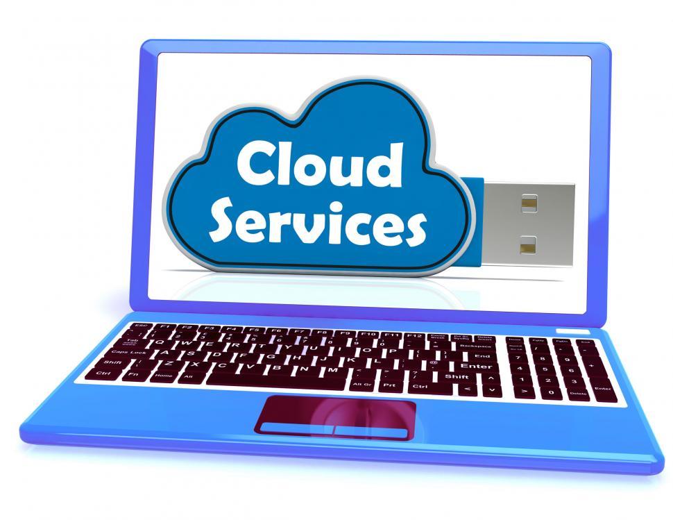 Free Image of Cloud Services Memory Stick Laptop Shows Internet File Backup An 