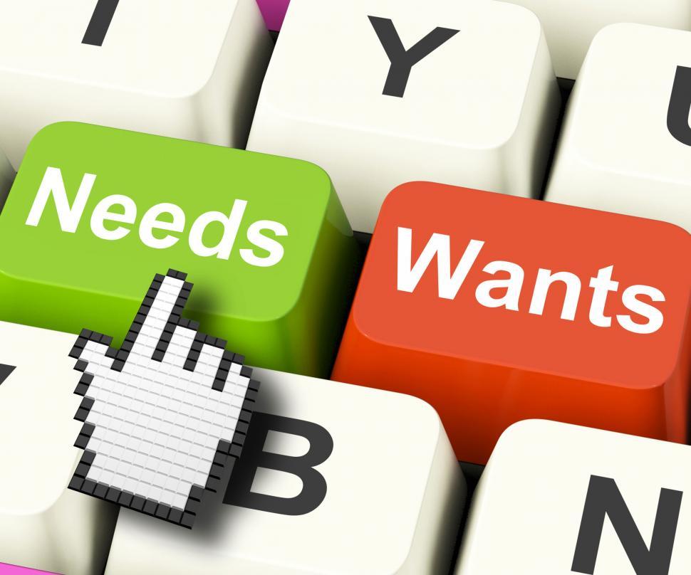 Free Image of Needs Wants Computer Keys Show Necessities And Wishes 