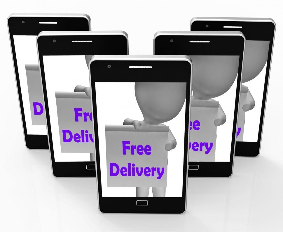 Free Image of Free Delivery Sign Shows Item Delivered At No Charge 