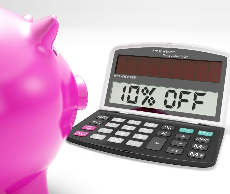 Free Image of Ten Percent Off Calculator Shows Discount Reduction 