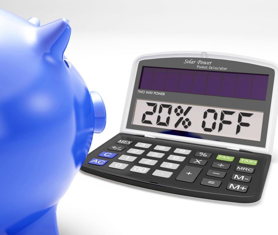 Free Image of Twenty Percent Off Calculator Means Price Cut 