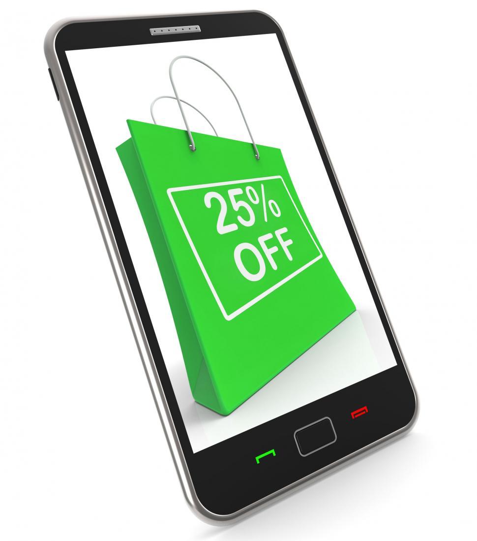 Free Image of Shopping Bag Shows Sale Discount Twenty Five Percent Off 25 