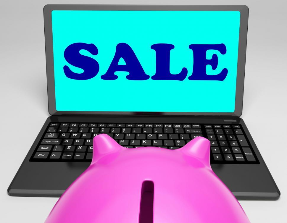 Free Image of Sale Laptop Shows Web Price Slashed And Bargains 
