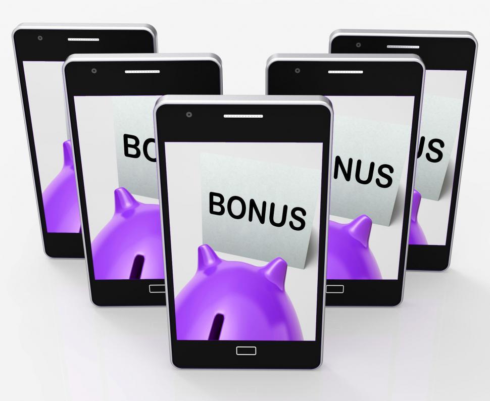 Free Image of Bonus Piggy Bank Shows Incentive Extra Or Premium 