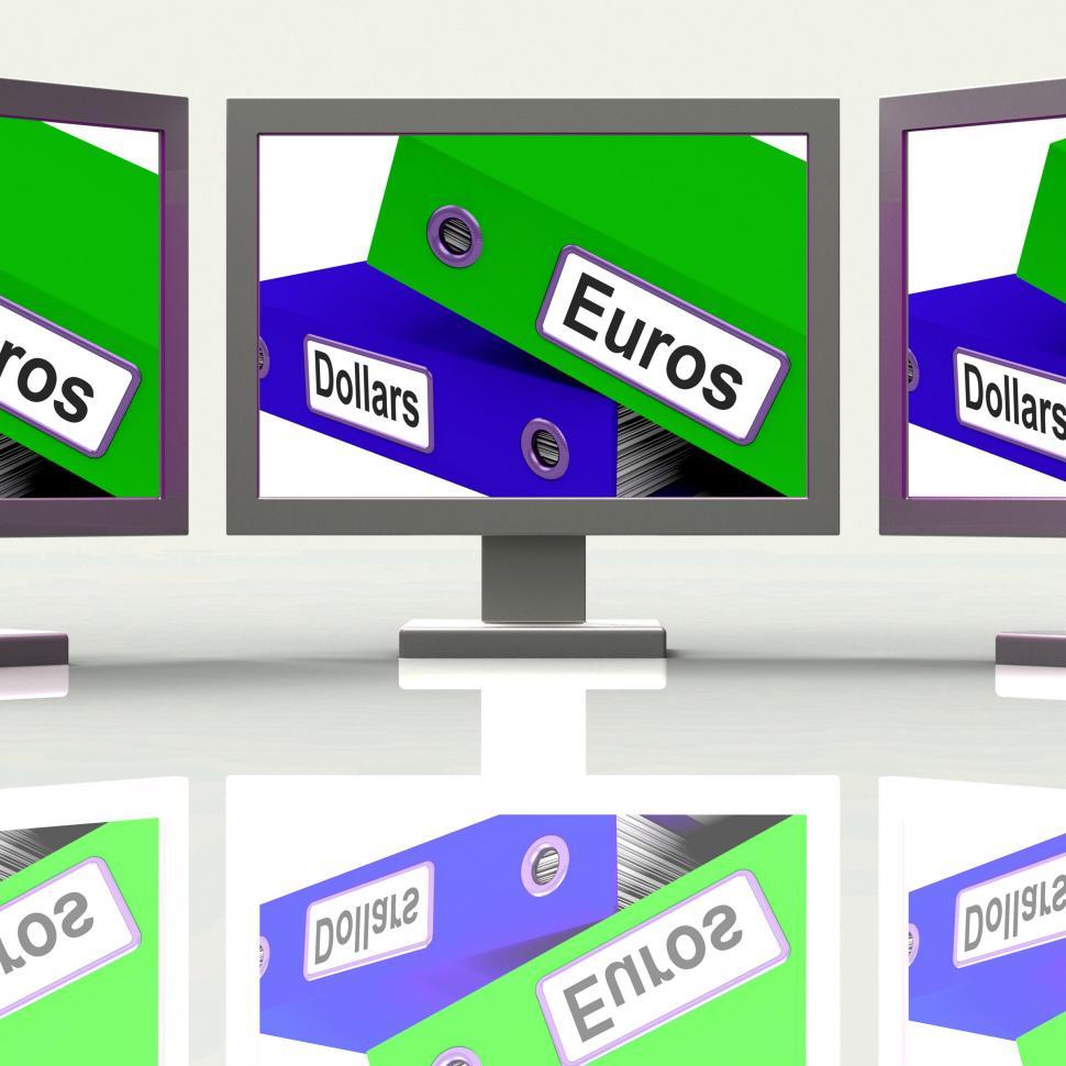 Free Image of Dollar And Euros Folders Screen Show Global Currency Exchange 