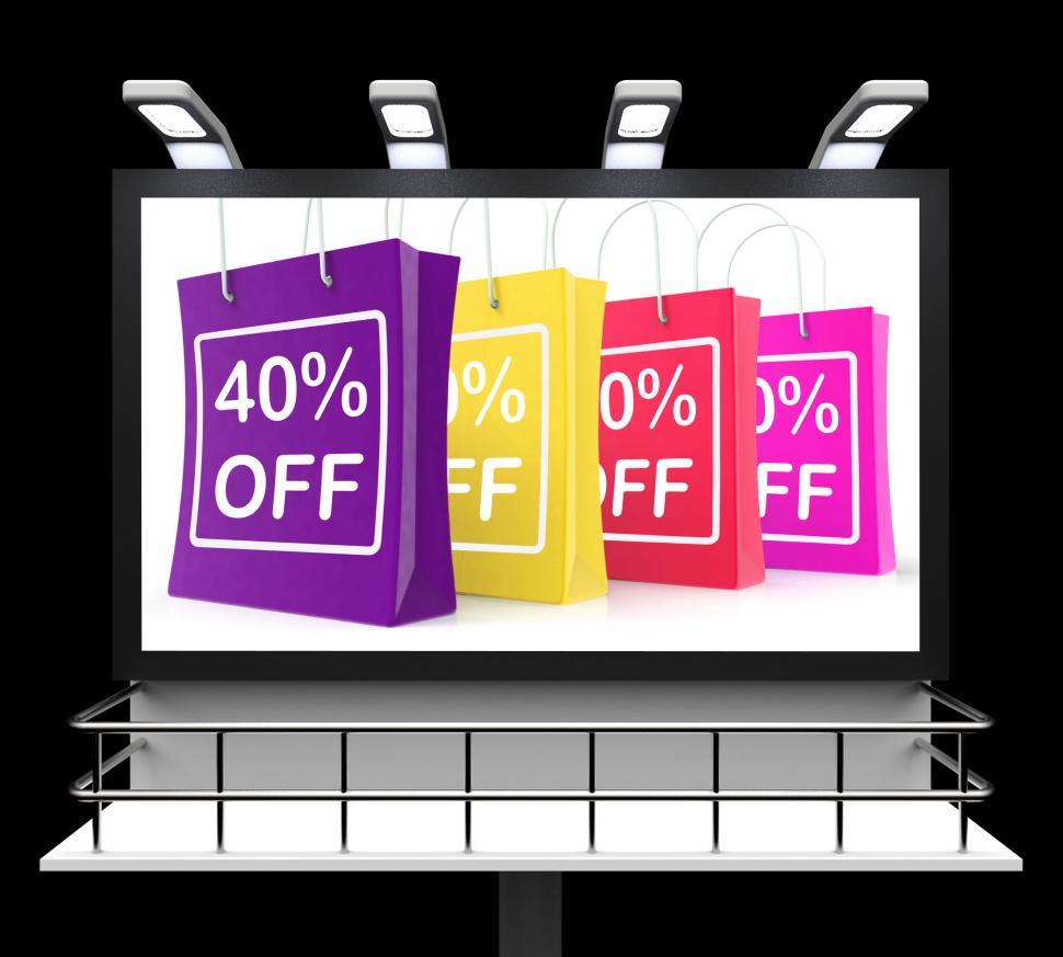 Free Image of Forty Percent Off Shopping Bags Shows Reduction 