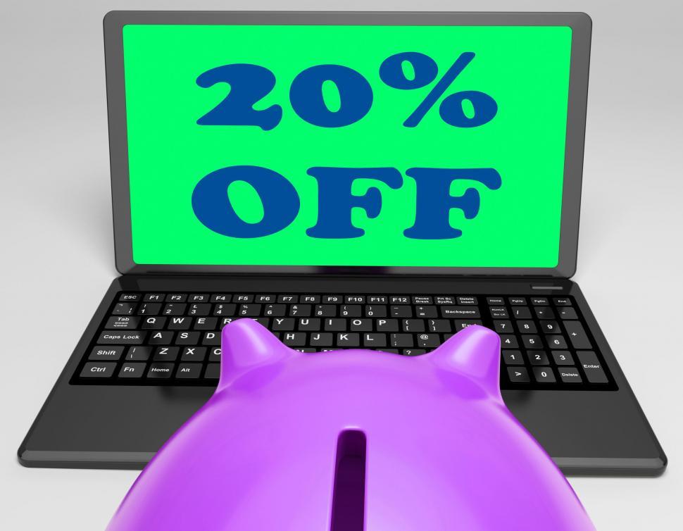 Free Image of Twenty Percent Off Laptop Shows 20 Discounts Online 