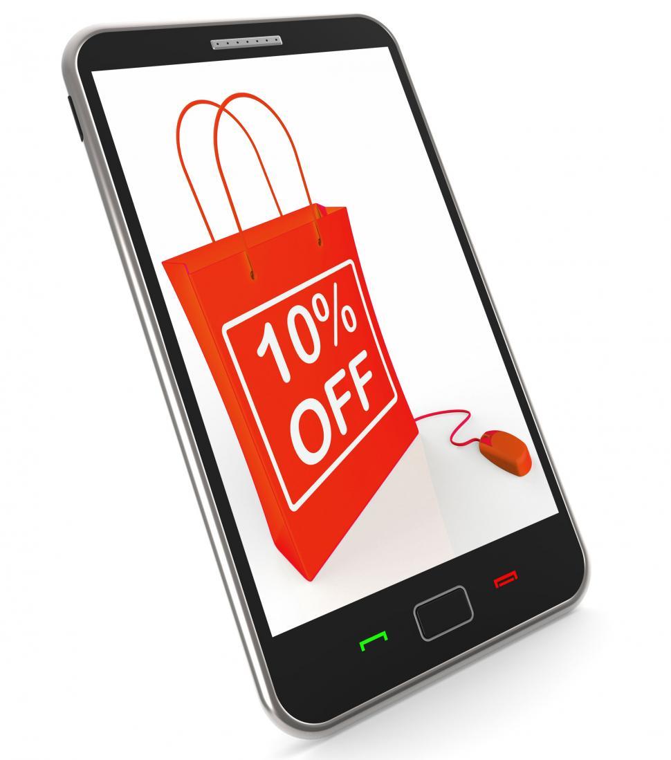 Free Image of Ten Percent Off Phone Shows Online Sales and Discounts 