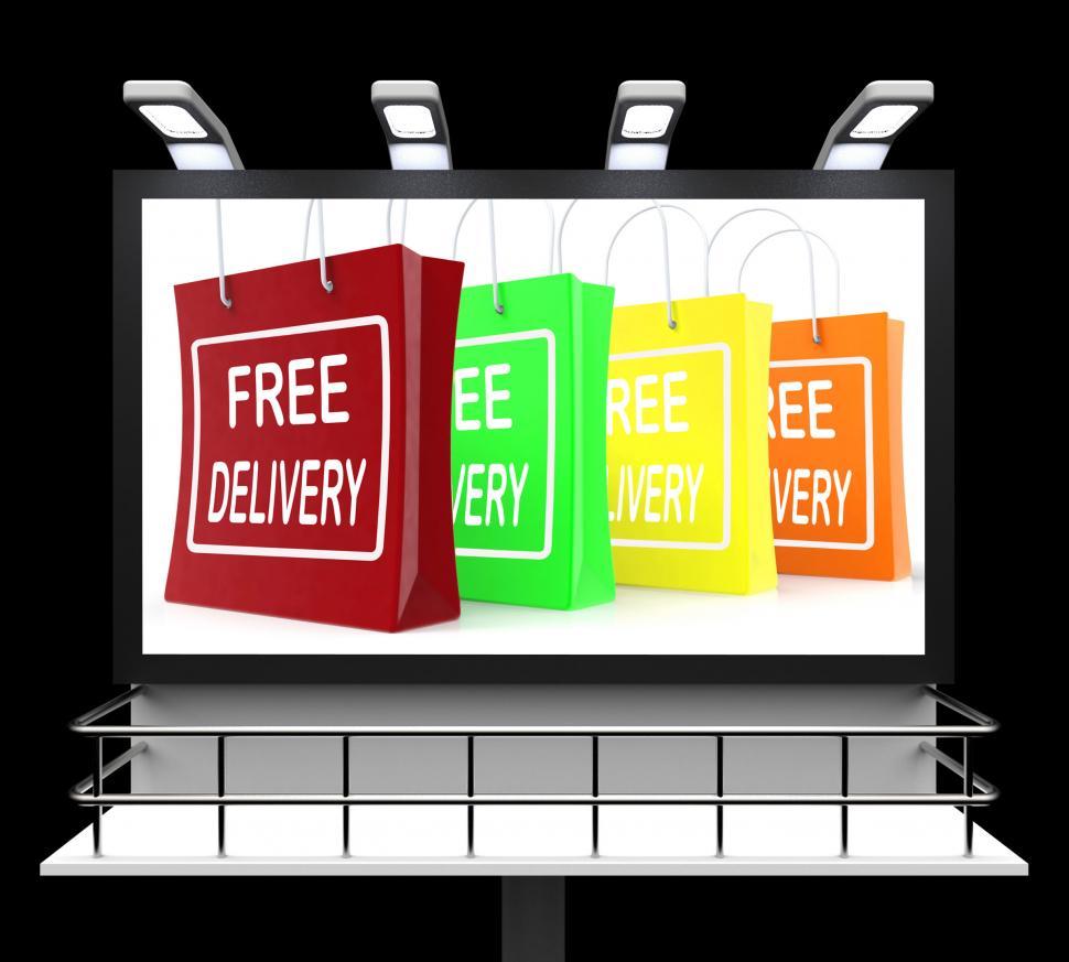 Free Image of Free Delivery Shopping Sign Showing No Charge Or Gratis To Deliv 