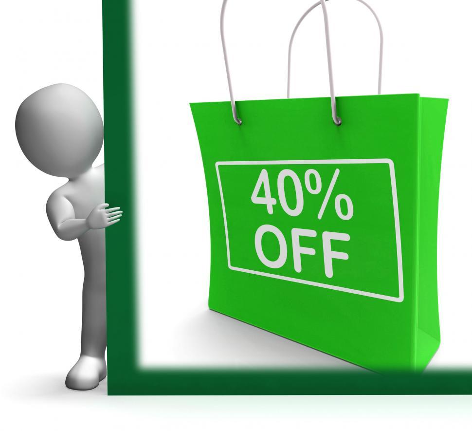 Free Image of Forty Percent Off Shopping Bag Shows Reduction 