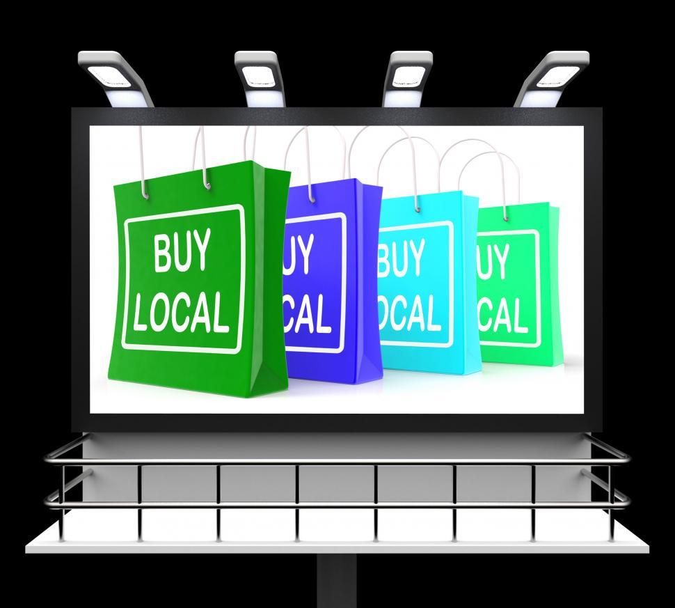 Free Image of Buy Local Shopping Sign Shows Buying Nearby Trade 