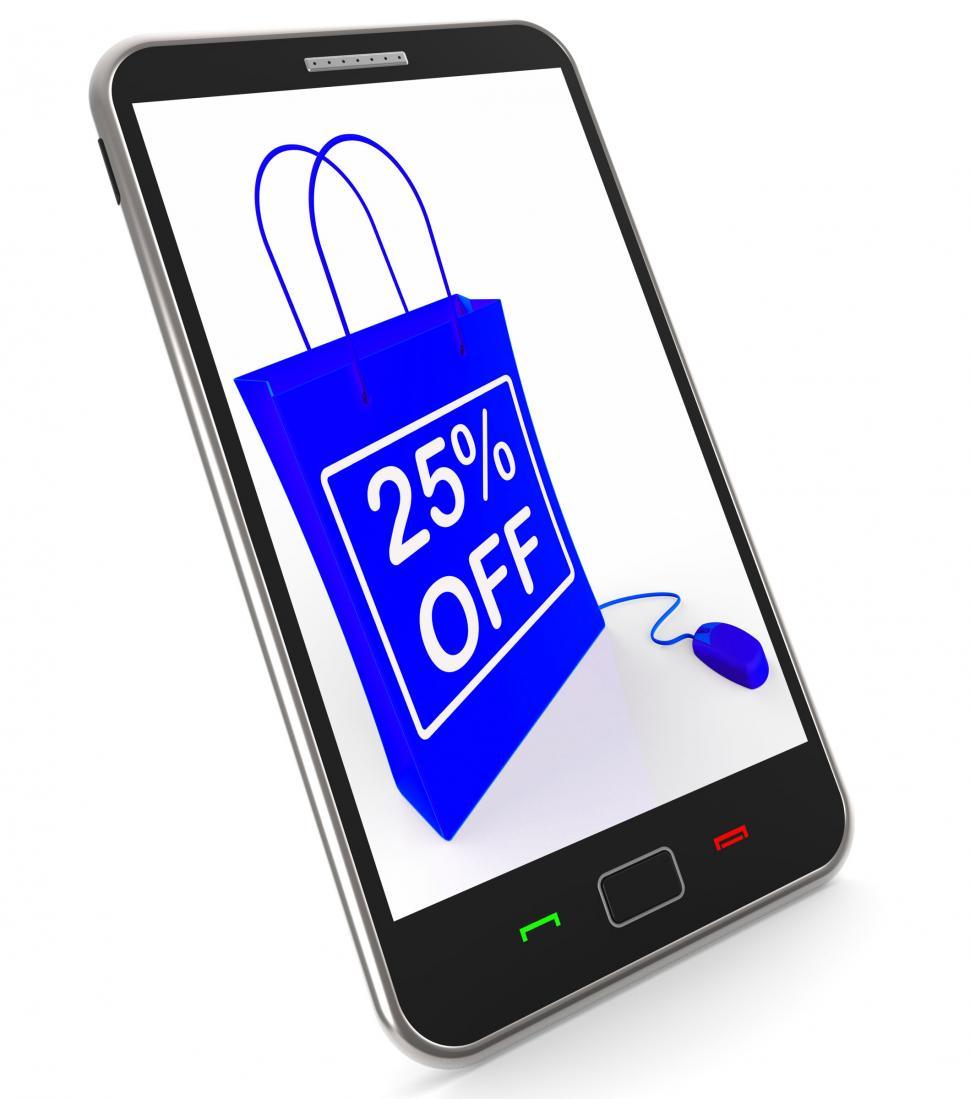 Free Image of Twenty-five Percent Off Phone Shows Reductions in Price 