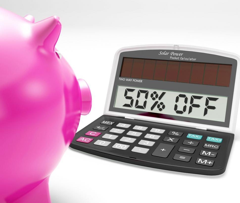 Free Image of Fifty Percent Off Calculator Means Half-Price Promotions 