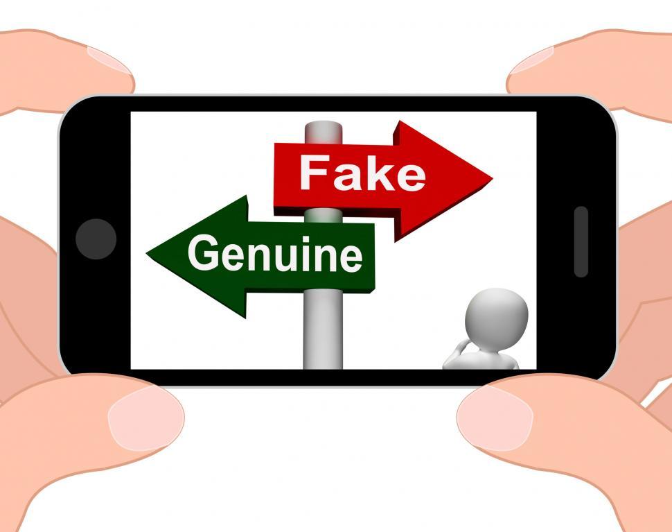 Free Image of Fake Genuine Signpost Displays Authentic or Faked Product 