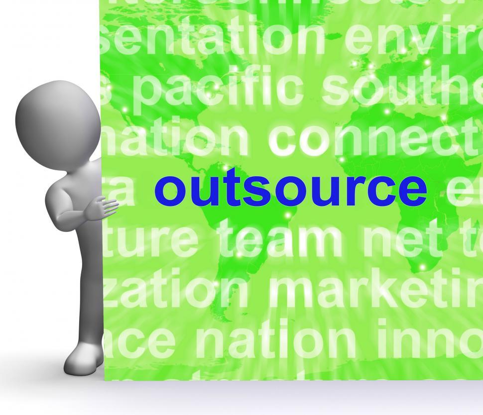 Free Image of Outsource Word Cloud Sign Shows Subcontract And Freelance 