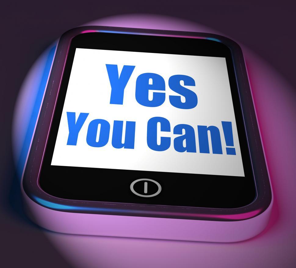 Free Image of Yes You Can On Phone Displays Motivate Encourage Success 