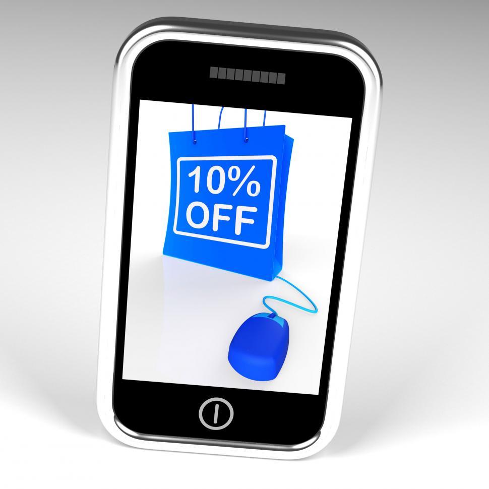 Free Image of Ten Percent Off Bag Displays Online10 Sales and Discounts 