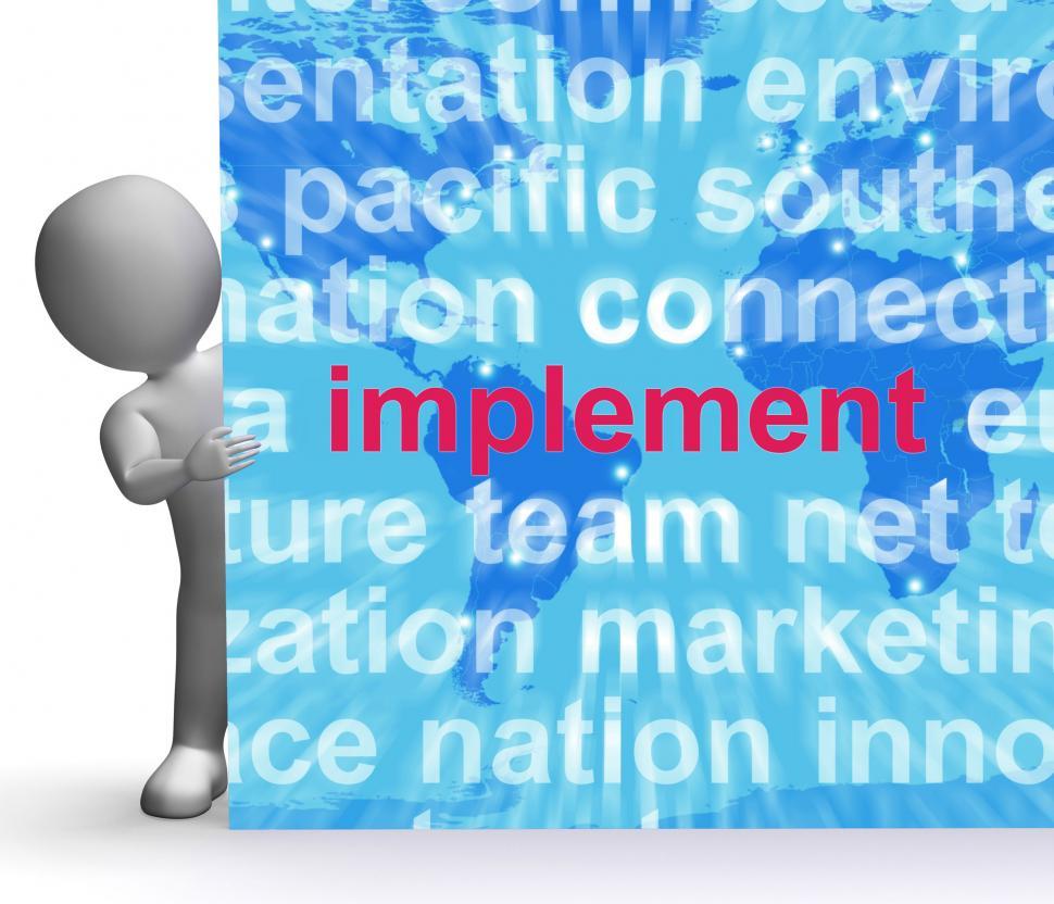 Free Image of Implement Word Cloud Sign Shows Implementing Or Executing A Plan 