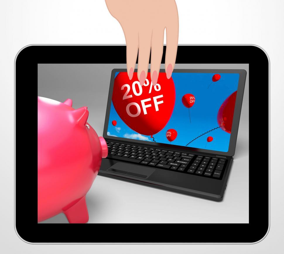 Download Free Stock Photo of Twenty Percent Off Laptop Displays Online Products Discounted 20 