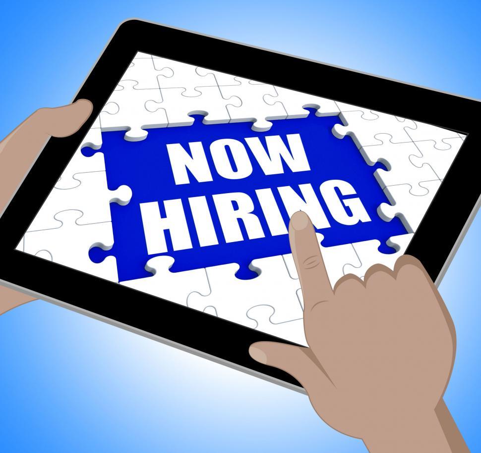 Download Free Stock Photo of Now Hiring Tablet Means Job Vacancy And Recruitment 