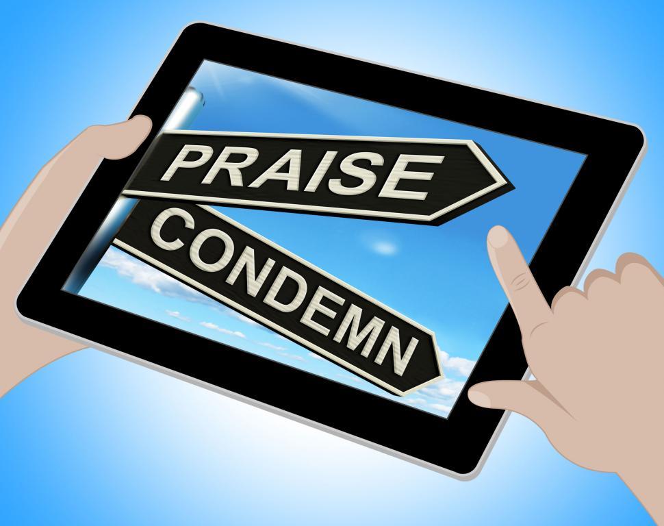 Free Image of Praise Condemn Tablet Shows Approval Or  Disapproval 