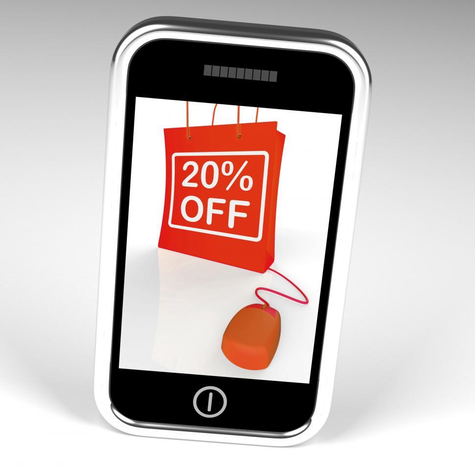 Free Image of Twenty Percent Off Bag Displays Online 20 Sales and Discounts 