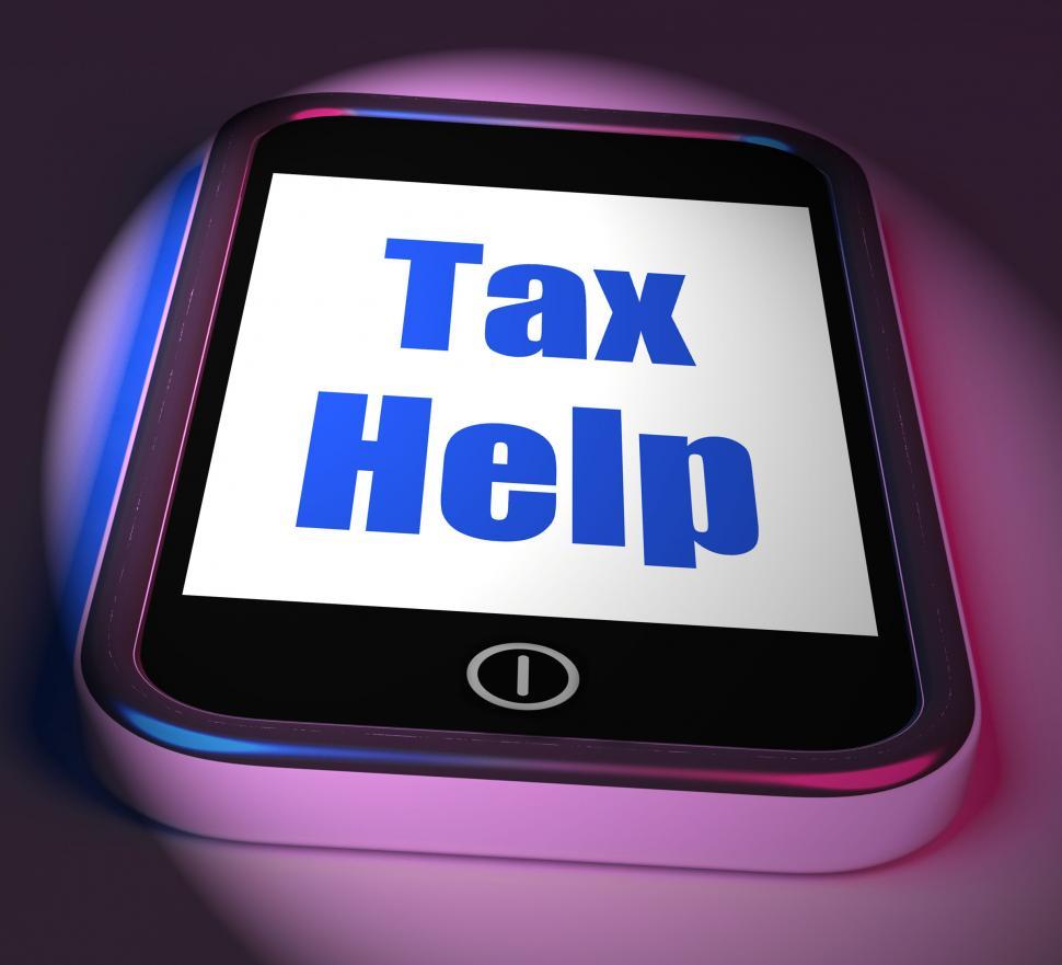 Free Image of Tax Help On Phone Displays Taxation Advice Online 