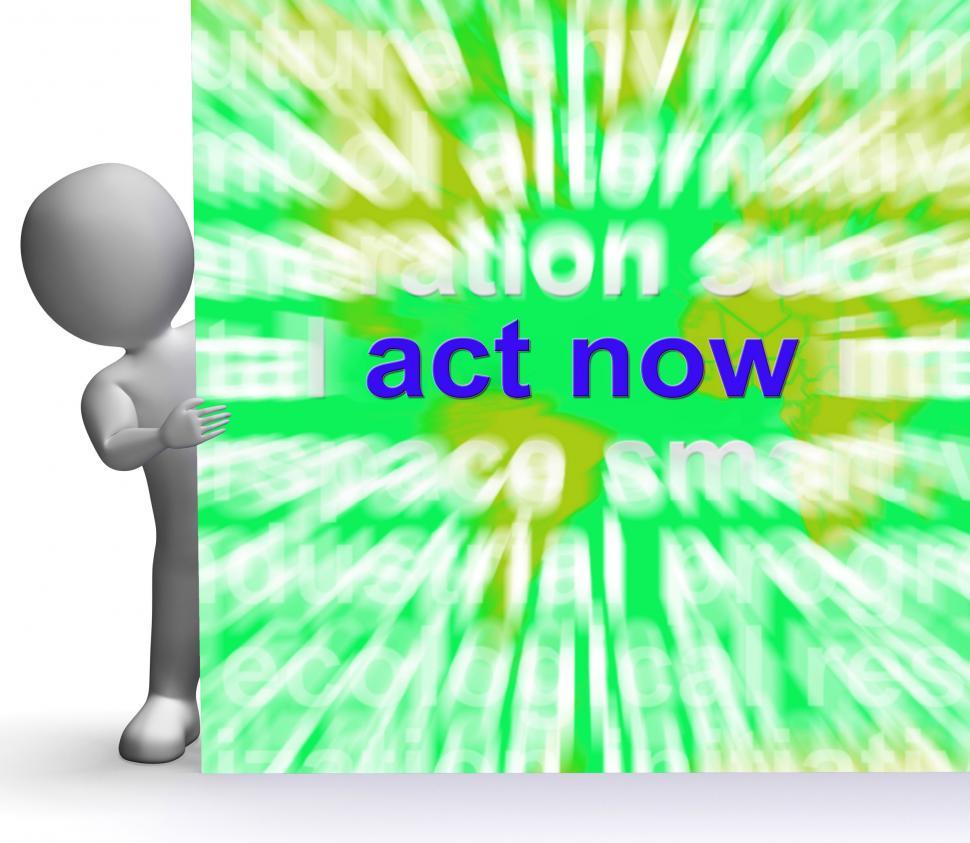 Free Image of Act Now Word Cloud Sign Shows Inspired Activity 