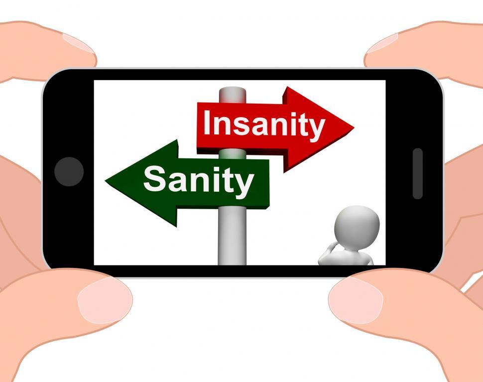Free Image of Insanity Sanity Signpost Displays Sane Or Insane 
