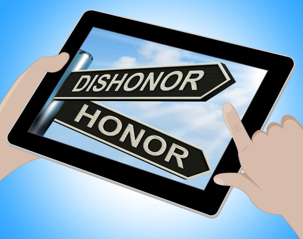 Free Image of Dishonor Honor Tablet Shows Disgraced And Respected 