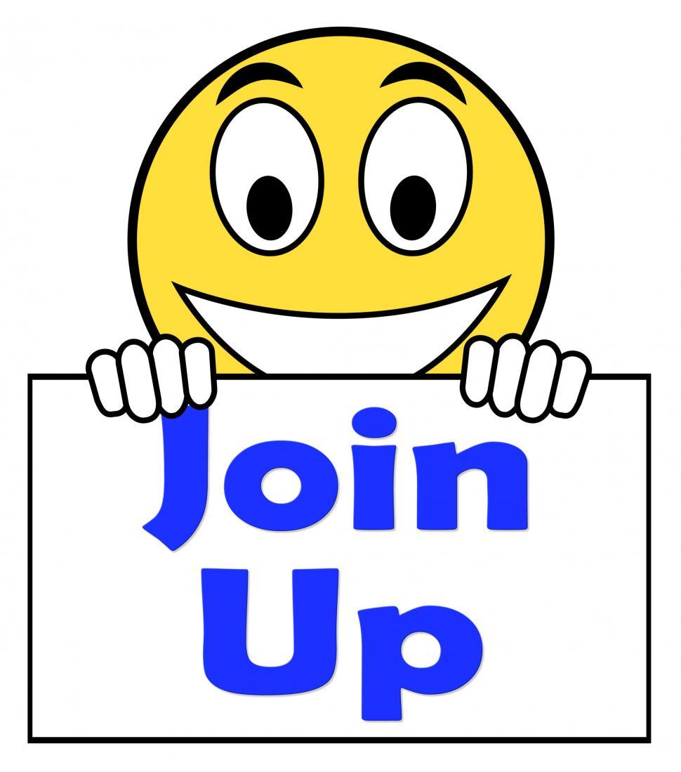 Free Image of Join Up On Sign Shows Joining Membership Register 